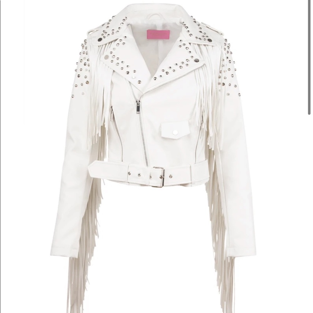 Pretty Attitude Jacket Fringe Leather NWT